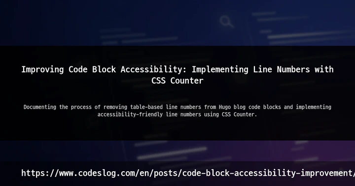 Code Block Accessibility Improvement: Line Numbers That Screen Reader Users Can Choose thumbnail