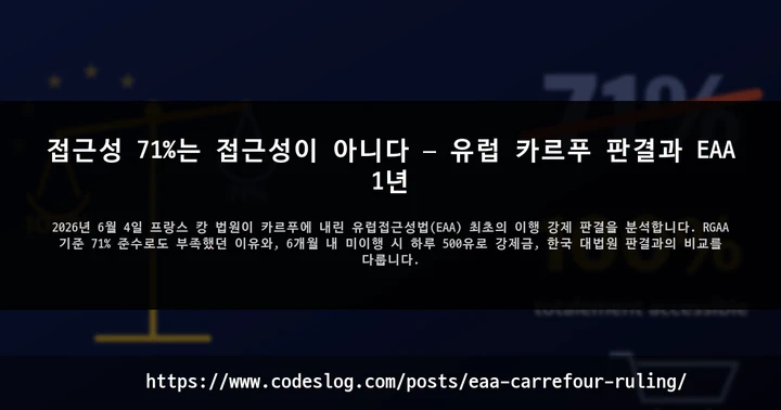 접근성 71%는 접근성이 아니다 — 유럽 카르푸 판결과 EAA 1년 썸네일