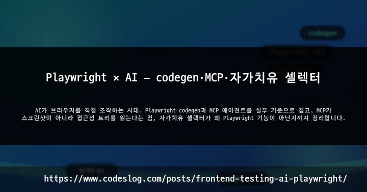 Playwright × AI — codegen·MCP·자가치유 셀렉터 썸네일