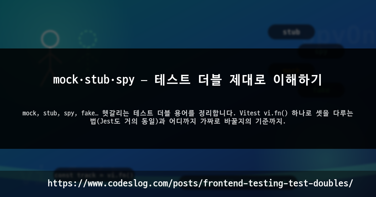mock·stub·spy — 테스트 더블 제대로 이해하기 썸네일