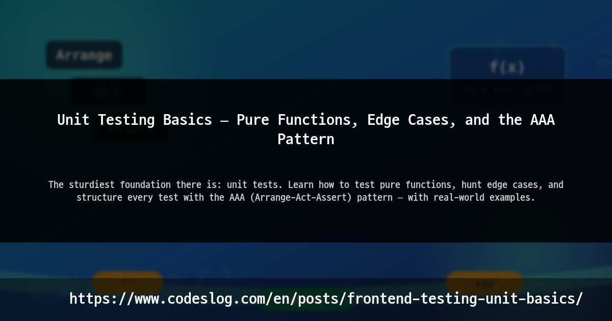 Unit Testing Basics — Pure Functions, Edge Cases, and the AAA Pattern thumbnail