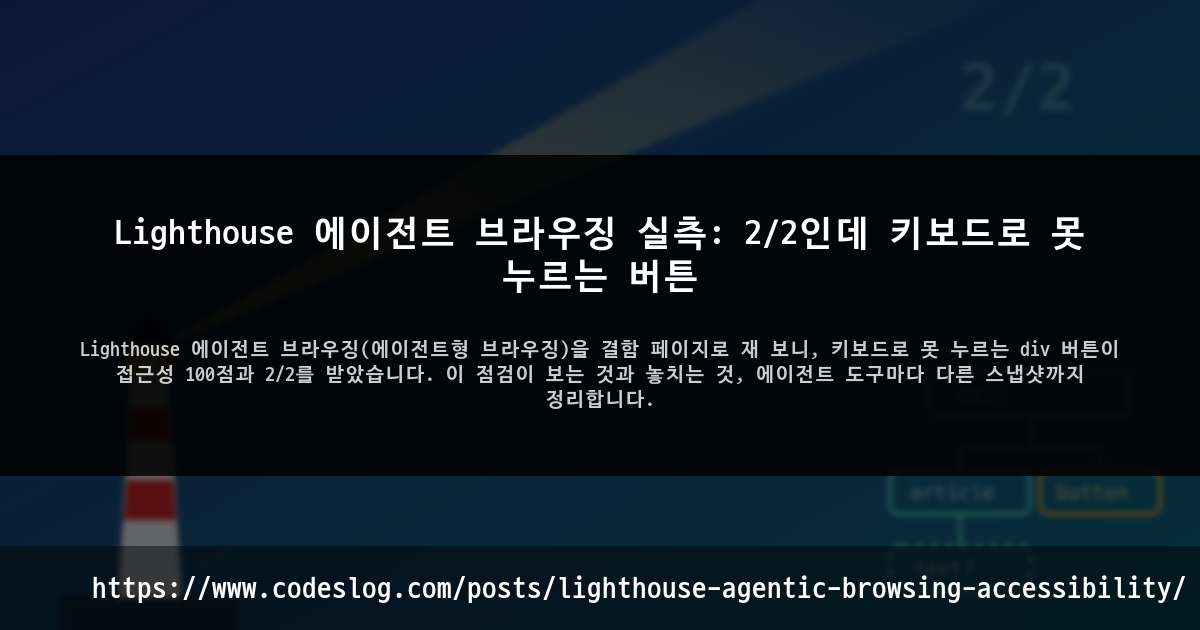 Lighthouse 에이전트 브라우징 실측: 2/2인데 키보드로 못 누르는 버튼 썸네일