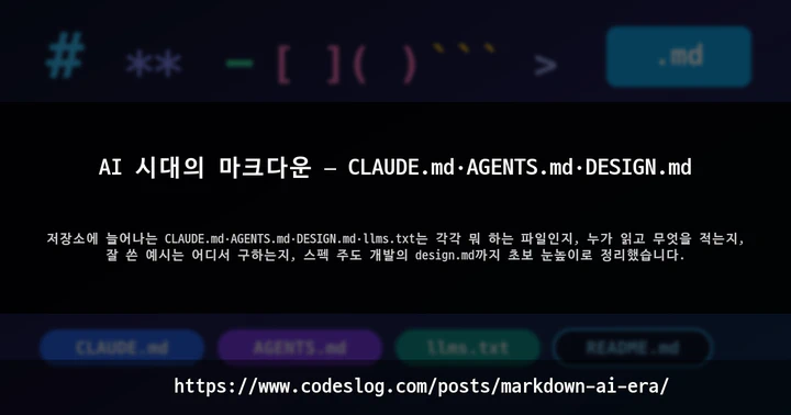 AI 시대의 마크다운 — CLAUDE.md·AGENTS.md·DESIGN.md 썸네일