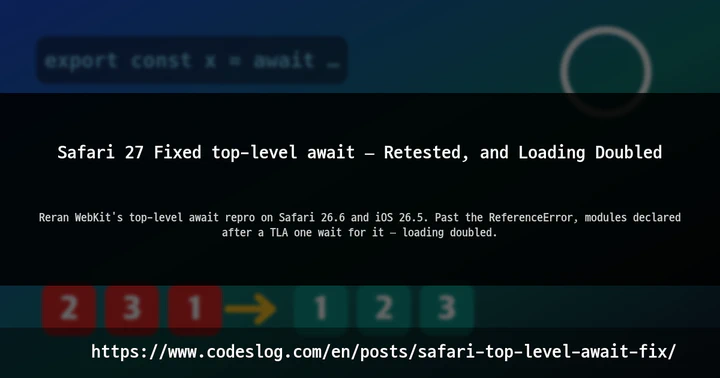 Safari 27 Fixed top-level await — Retested, and Loading Doubled thumbnail