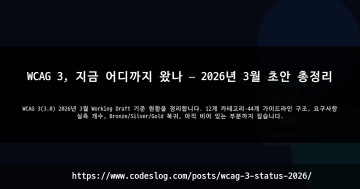 WCAG 3, 지금 어디까지 왔나 — 2026년 3월 초안 총정리 썸네일